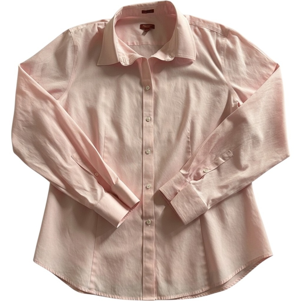 Talbots Haberdashery Pink Wrinkle Resistant Button Down Shirt Womens 14 Preppy